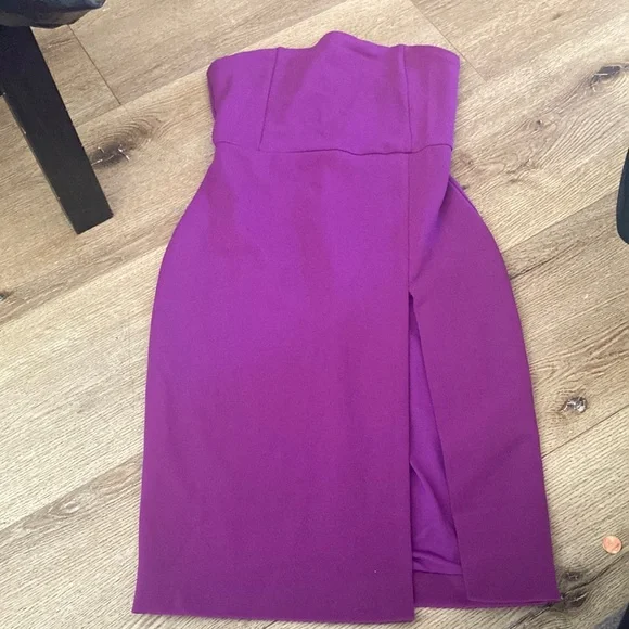 Meshki Rachel Crepe Bandeau Thigh Split Mini Dress - Picture 3 of 5